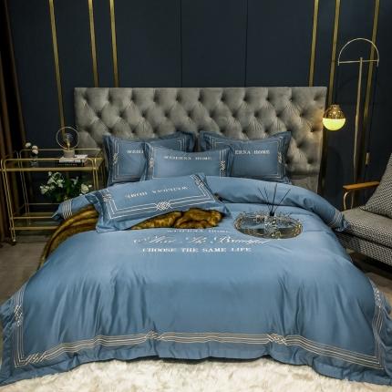 91家纺网 家纺一手货源 找家纺 （总）利欧 2025新款简欧刺绣冰丝水洗真丝四件套