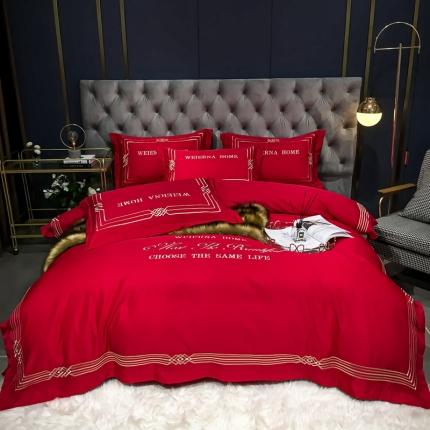 91家纺网 家纺一手货源 找家纺 （总）利欧 2025新款简欧刺绣冰丝水洗真丝四件套