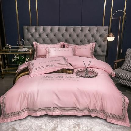 91家纺网 家纺一手货源 找家纺 （总）利欧 2025新款简欧刺绣冰丝水洗真丝四件套