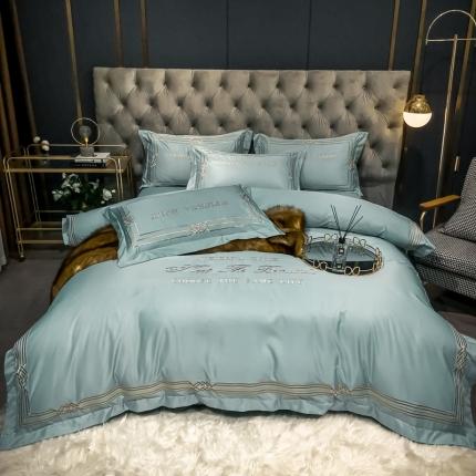 91家纺网 家纺一手货源 找家纺 （总）利欧 2025新款简欧刺绣冰丝水洗真丝四件套