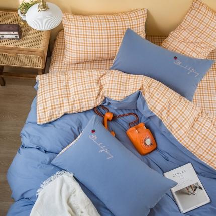 （总）捌月全棉水洗棉刺绣印花四件套