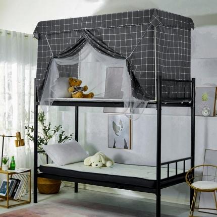 91家纺网 家纺一手货源 找家纺 安金蚊帐 2020新款床帘系带款防蚊遮光学生蚊帐 灰格