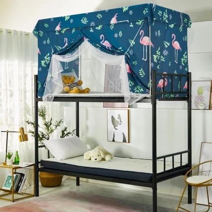 91家纺网 家纺一手货源 找家纺 安金蚊帐 2020新款床帘系带款防蚊遮光学生蚊帐 火烈鸟