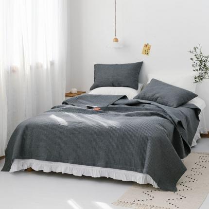 91家纺网 家纺一手货源 找家纺 梦家居 2020新款色织水洗棉夹棉床盖 深灰色