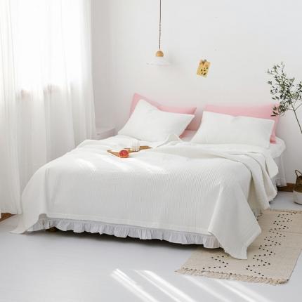 91家纺网 家纺一手货源 找家纺 梦家居 2020新款色织水洗棉夹棉床盖 象牙白