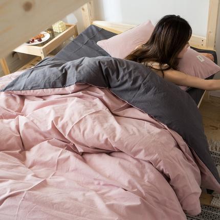 91家纺网 家纺一手货源 找家纺 蓝巢 2020新款全棉水洗棉学生季三件套 豆沙深灰