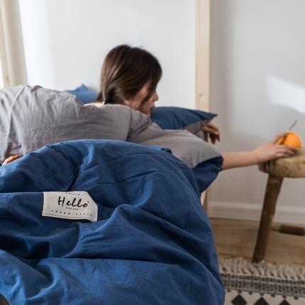 91家纺网 家纺一手货源 找家纺 蓝巢 2020新款全棉水洗棉学生季三件套 牛仔蓝浅灰