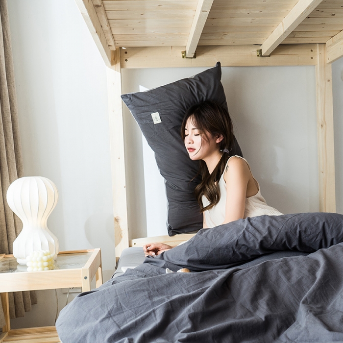 91家纺网 家纺一手货源 找家纺 蓝巢 2020新款全棉水洗棉学生季三件套 深灰浅灰