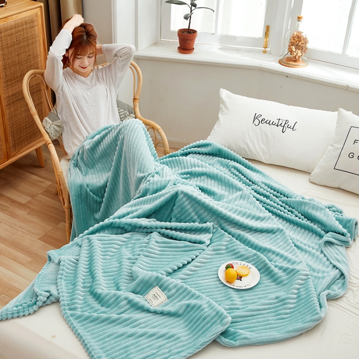 91家纺网 家纺一手货源 找家纺 羋多 2023新款魔法绒毛毯宝宝绒牛奶绒毯子 繁星绿