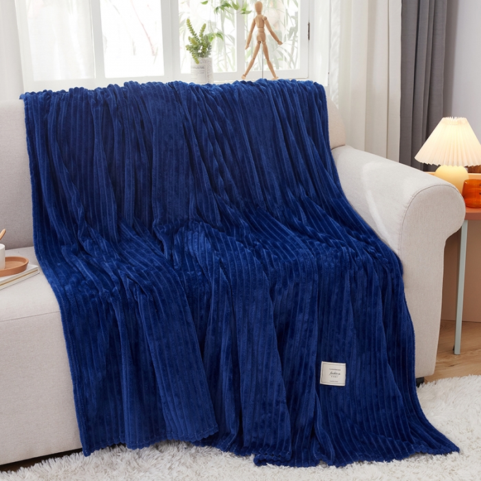 91家纺网 家纺一手货源 找家纺 羋多 2023新款魔法绒毛毯宝宝绒牛奶绒毯子 藏蓝色