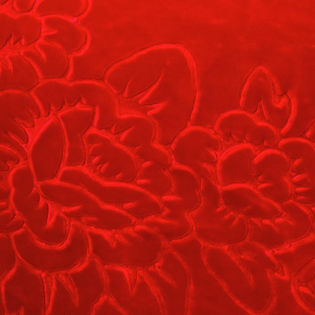 91家纺网 家纺一手货源 找家纺 新款婚庆绣花毯 617工艺毯大红-大桃心/9斤