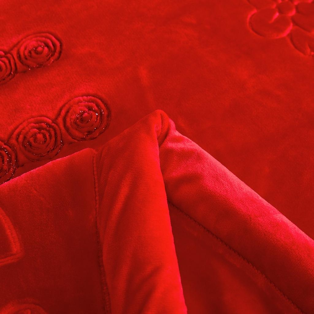 91家纺网 家纺一手货源 找家纺 新款婚庆绣花毯618工艺毯大红-双喜/9斤