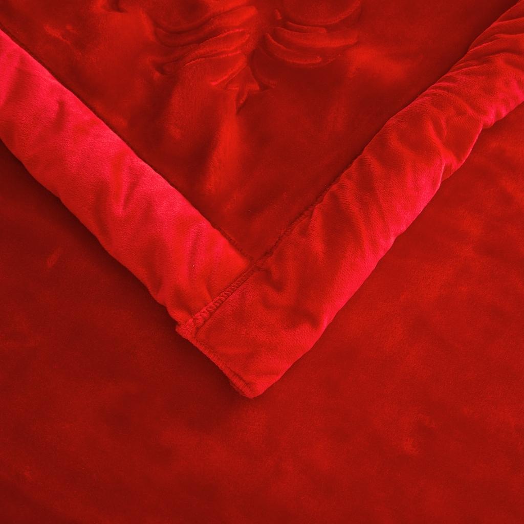 91家纺网 家纺一手货源 找家纺 新款婚庆绣花毯618工艺毯大红-双喜/9斤