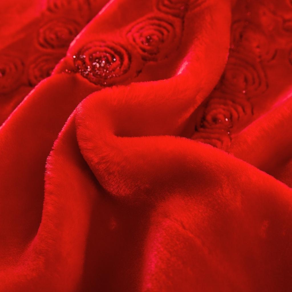 91家纺网 家纺一手货源 找家纺 新款婚庆绣花毯618工艺毯大红-双喜/9斤