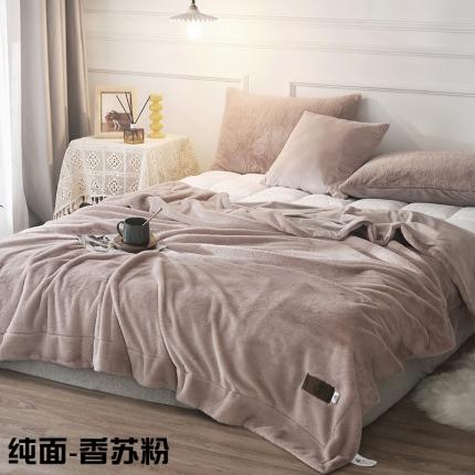 91家纺网 家纺一手货源 找家纺 （总）卡奥2021纯色貂毛毯加厚双层纯面皮草盖毯银狐绒毛毯
