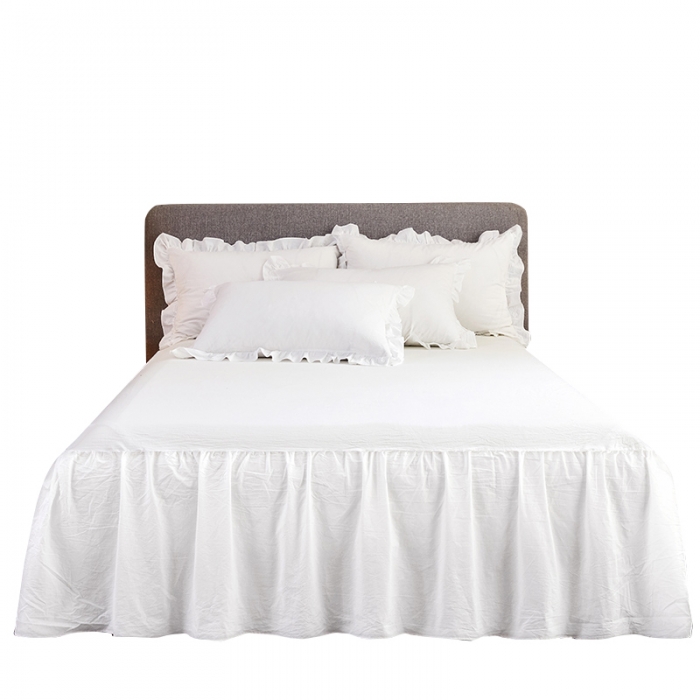 91家纺网 家纺一手货源 找家纺 十个点家纺 2020新款单层床裙三件套 珠光白