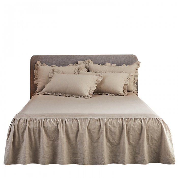 91家纺网 家纺一手货源 找家纺 十个点家纺 2020新款单层床裙三件套 卡其