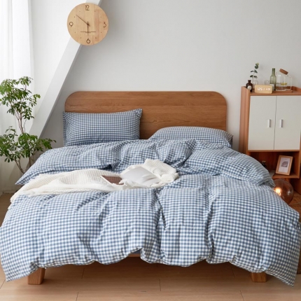 91家纺网 家纺一手货源 找家纺 全棉色织水洗棉纯棉四件套床上用品学生三件套宿舍床单被套床笠款