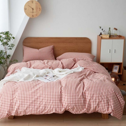 91家纺网 家纺一手货源 找家纺 全棉色织水洗棉纯棉四件套床上用品学生三件套宿舍床单被套床笠款