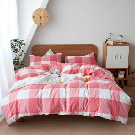 91家纺网 家纺一手货源 找家纺 全棉色织水洗棉纯棉四件套床上用品学生三件套宿舍床单被套床笠款