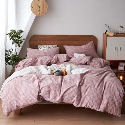 91家纺网 家纺一手货源 找家纺 全棉色织水洗棉纯棉四件套床上用品学生三件套宿舍床单被套床笠款