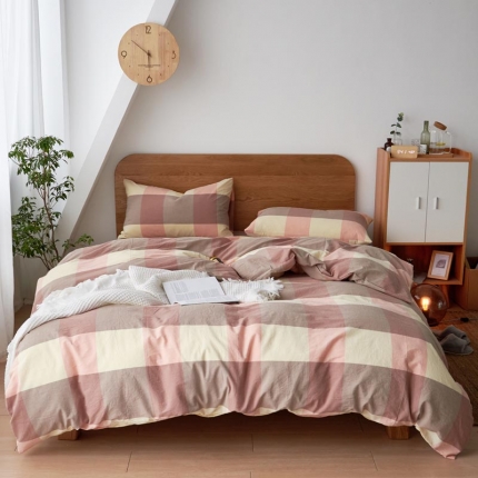 91家纺网 家纺一手货源 找家纺 全棉色织水洗棉纯棉四件套床上用品学生三件套宿舍床单被套床笠款