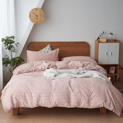 91家纺网 家纺一手货源 找家纺 全棉色织水洗棉纯棉四件套床上用品学生三件套宿舍床单被套床笠款