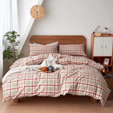 91家纺网 家纺一手货源 找家纺 全棉色织水洗棉纯棉四件套床上用品学生三件套宿舍床单被套床笠款