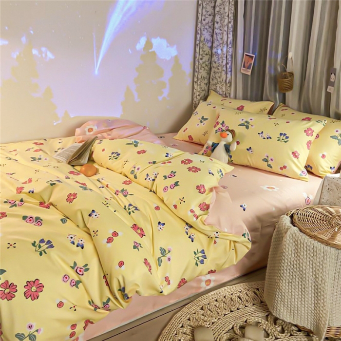 91家纺网 家纺一手货源 找家纺 感遇家纺 2020新款全棉小清新卡通四件套新花色 秘密花园