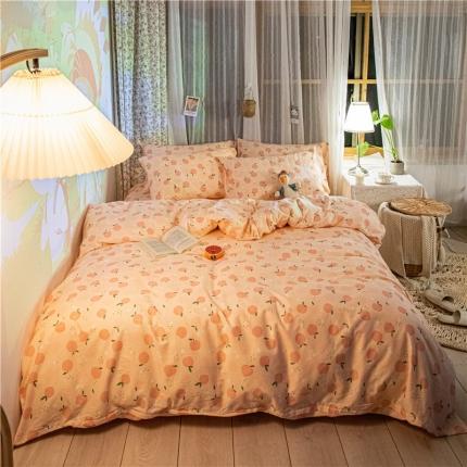 91家纺网 家纺一手货源 找家纺 感遇家纺 2020新款全棉小清新卡通四件套新花色 水嫩蜜桃