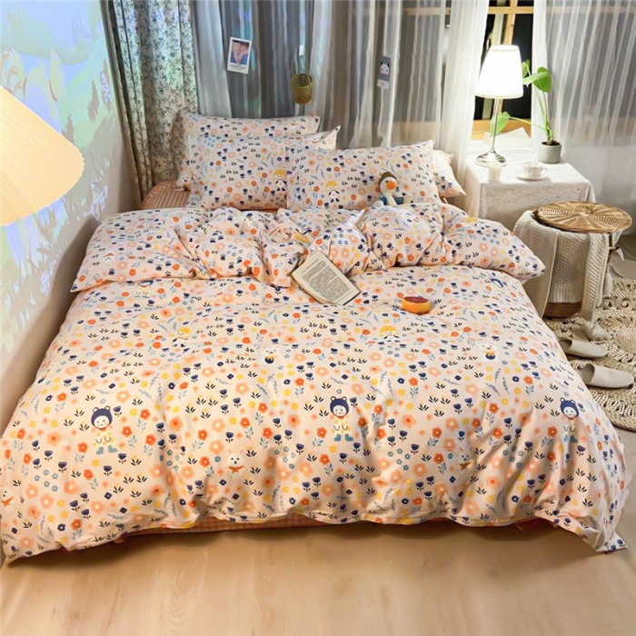 91家纺网 家纺一手货源 找家纺 感遇家纺 2020新款全棉小清新卡通四件套新花色 樱花丛