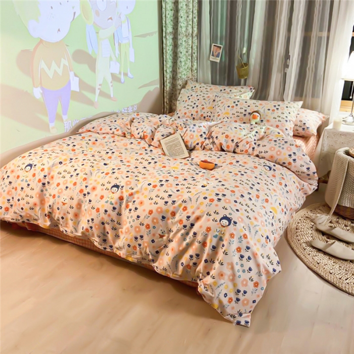 91家纺网 家纺一手货源 找家纺 感遇家纺 2020新款全棉小清新卡通四件套新花色 樱花丛