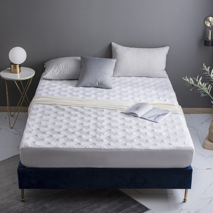 91家纺网 家纺一手货源 找家纺 小米笠 2020新款全棉夹棉床笠 白色