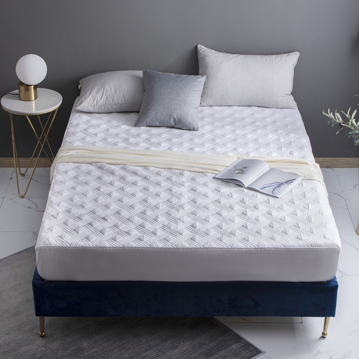 91家纺网 家纺一手货源 找家纺 小米笠 2020新款全棉夹棉床笠 白色