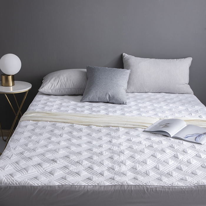 91家纺网 家纺一手货源 找家纺 小米笠 2020新款全棉夹棉床笠 白色