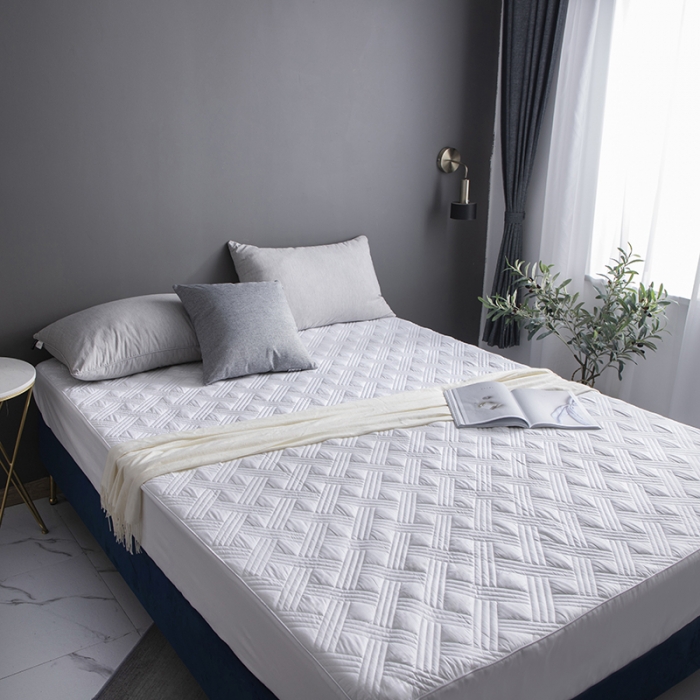 91家纺网 家纺一手货源 找家纺 小米笠 2020新款全棉夹棉床笠 白色