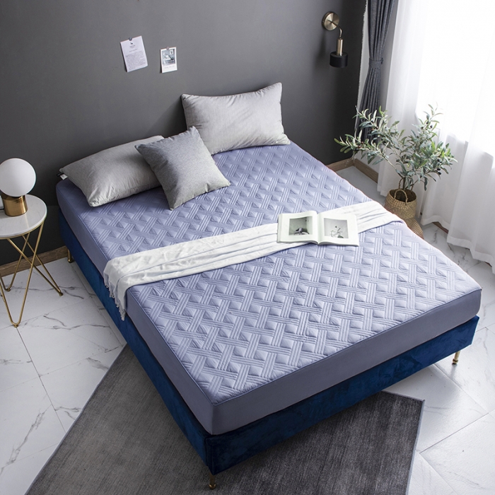 91家纺网 家纺一手货源 找家纺 小米笠 2020新款全棉夹棉床笠 灰紫色