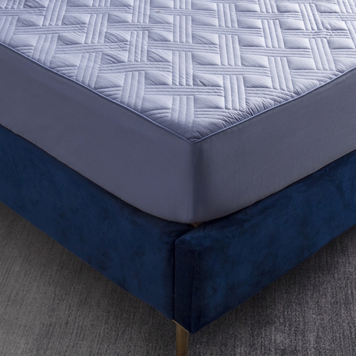 91家纺网 家纺一手货源 找家纺 小米笠 2020新款全棉夹棉床笠 灰紫色