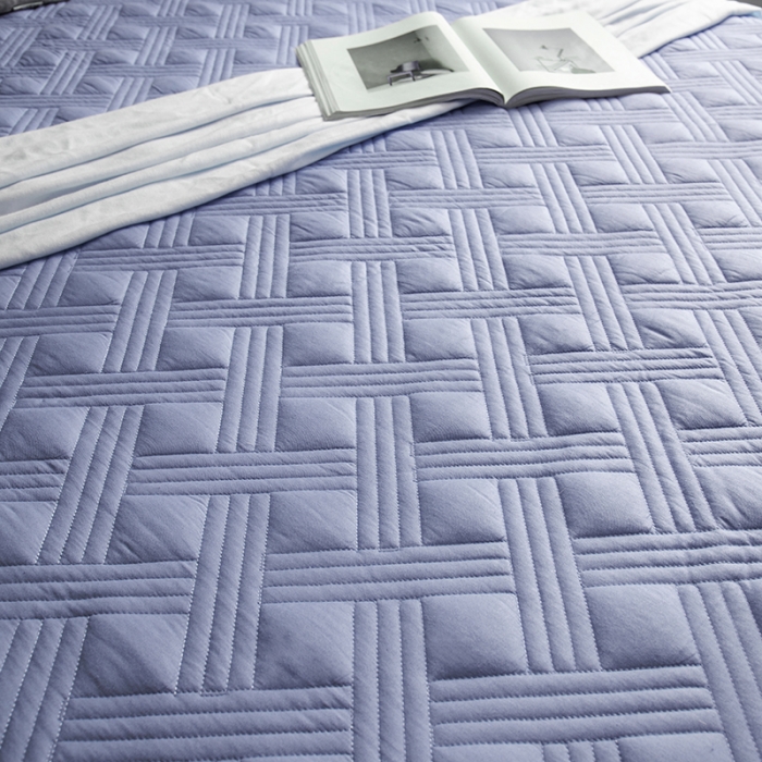 91家纺网 家纺一手货源 找家纺 小米笠 2020新款全棉夹棉床笠 灰紫色