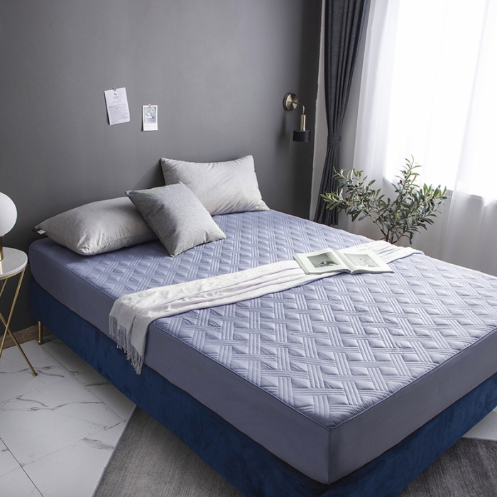 91家纺网 家纺一手货源 找家纺 小米笠 2020新款全棉夹棉床笠 灰紫色