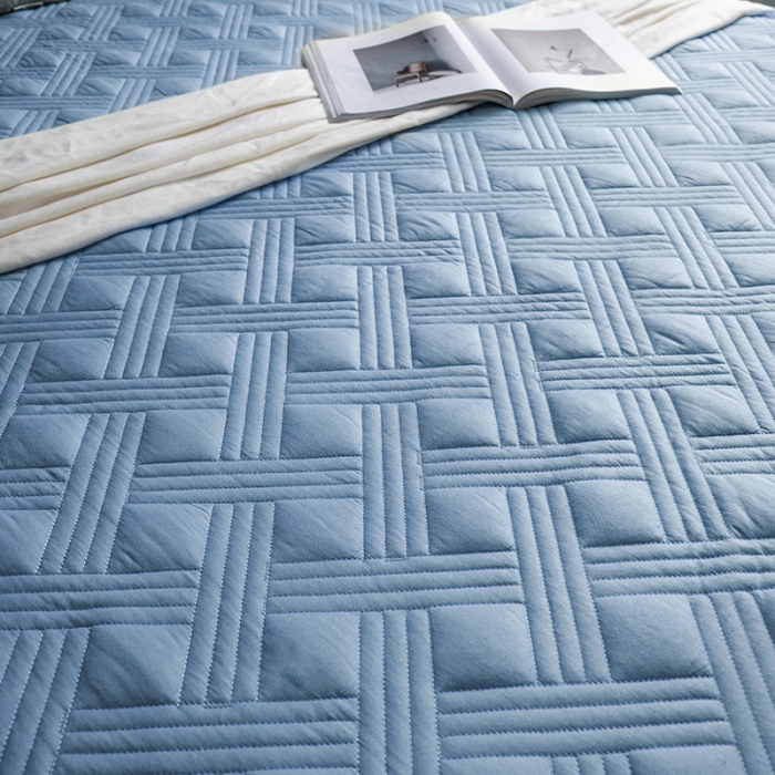 91家纺网 家纺一手货源 找家纺 小米笠 2020新款全棉夹棉床笠 孔雀蓝