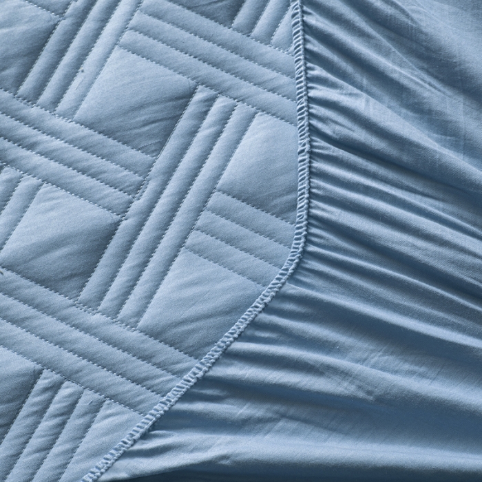 91家纺网 家纺一手货源 找家纺 小米笠 2020新款全棉夹棉床笠 孔雀蓝