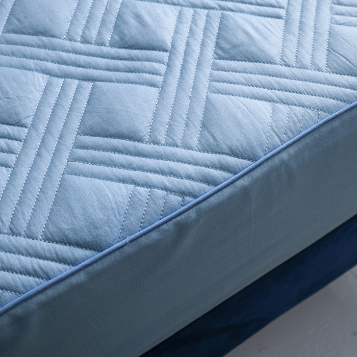 91家纺网 家纺一手货源 找家纺 小米笠 2020新款全棉夹棉床笠 孔雀蓝