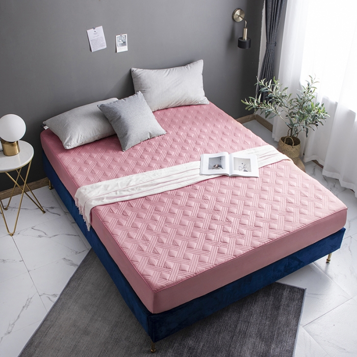 91家纺网 家纺一手货源 找家纺 小米笠 2020新款全棉夹棉床笠 靓粉色