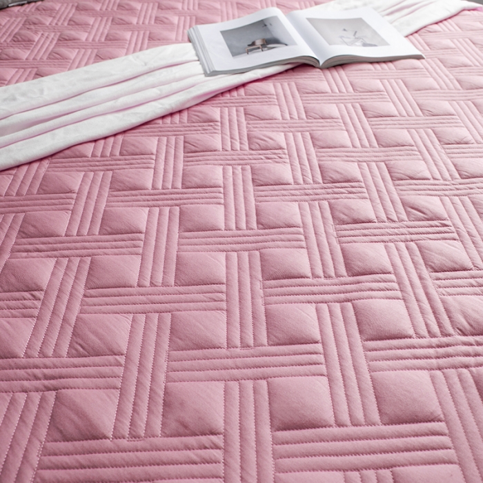 91家纺网 家纺一手货源 找家纺 小米笠 2020新款全棉夹棉床笠 靓粉色