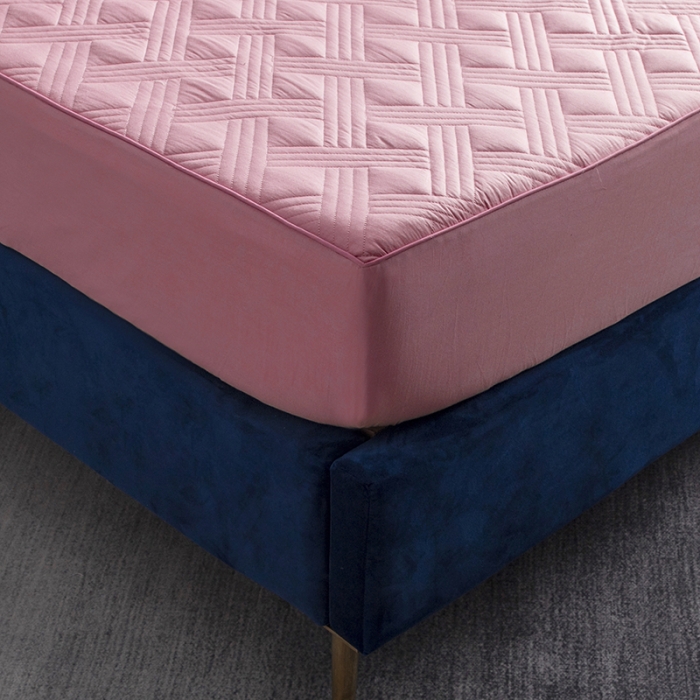 91家纺网 家纺一手货源 找家纺 小米笠 2020新款全棉夹棉床笠 靓粉色