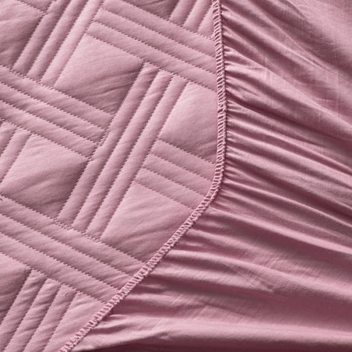 91家纺网 家纺一手货源 找家纺 小米笠 2020新款全棉夹棉床笠 靓粉色