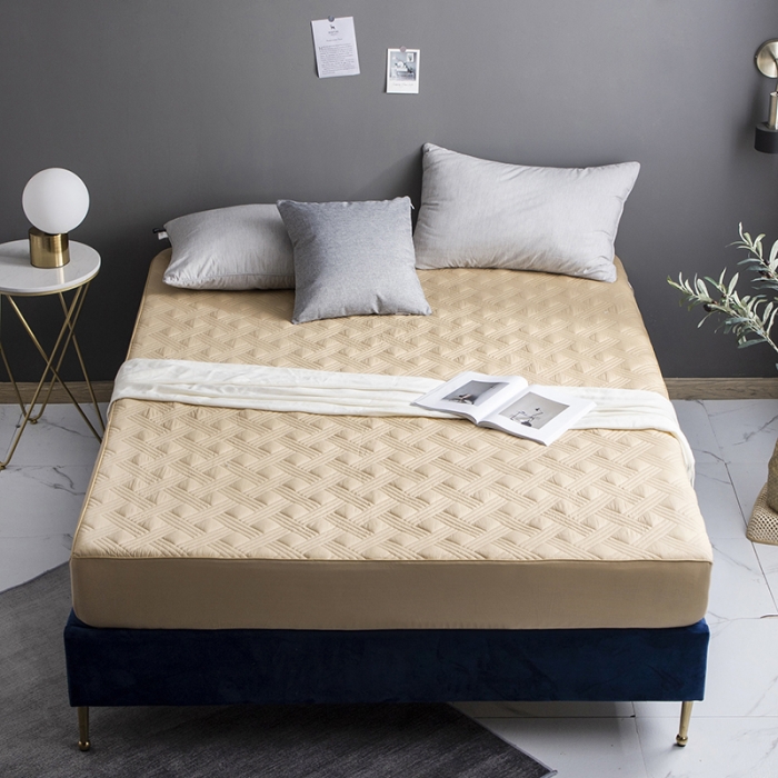 91家纺网 家纺一手货源 找家纺 小米笠 2020新款全棉夹棉床笠 浅驼色