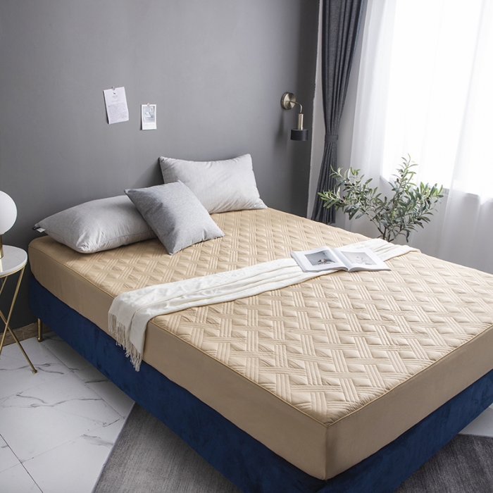 91家纺网 家纺一手货源 找家纺 小米笠 2020新款全棉夹棉床笠 浅驼色