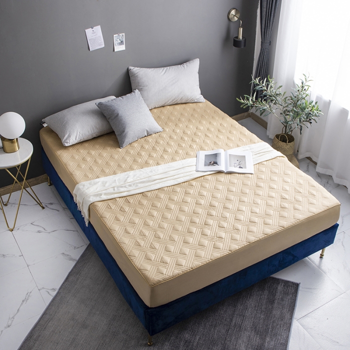 91家纺网 家纺一手货源 找家纺 小米笠 2020新款全棉夹棉床笠 浅驼色